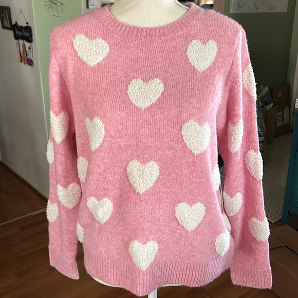 cupcakes & cashmere Sweaters - Cupcakes and Cashmere Crew Sweater Medium NWT Women’s Pink & White So Soft 🩷🤍🩷